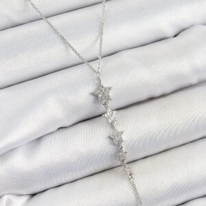 Tegan Pirinç Zirkon Taşlı Sıralı Yıldız Figürlü Y Model Gümüş Renk Kadın Kolye TG27BKO10313