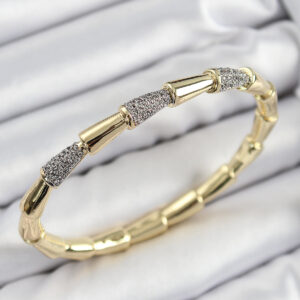 Tegan Pirinç Zirkon Taşlı Kemik Model Gold Renk Vip Kadın Bileklik TG27BB7341