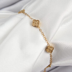 Tegan 316L Çelik Yonca Model Gold Renk Kadın Bileklik TG27BB7363