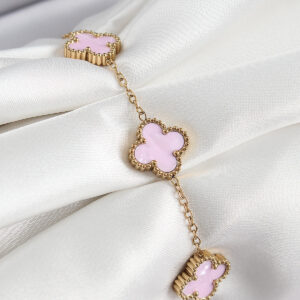 Tegan 316L Çelik Pembe Sedef Yonca Model Gold Renk Kadın Bileklik TG27BB7365