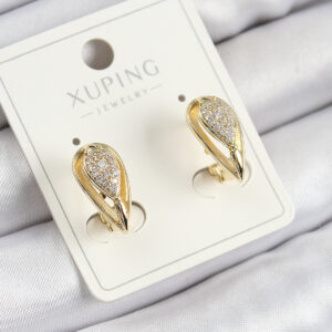 Tegan Xuping Zirkon Taşlı Damla Model Gold Renk Kadın Küpe TG27BKP10844