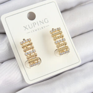 Tegan Xuping Zirkon Taşlı Dikdörtgen Model Gold Renk Kadın Küpe TG27BKP10847