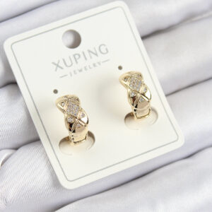 Tegan Xuping Zirkon Taşlı Geometrik Desenli Halka Model Gold Renk Kadın Küpe TG27BKP10850