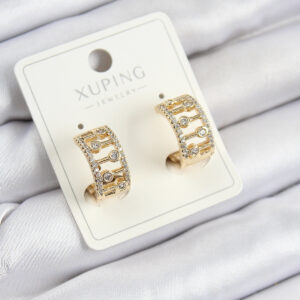 Tegan Xuping Zirkon Taşlı Çit Halka Model Gold Renk Kadın Küpe TG27BKP10856