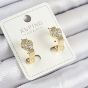 Tegan Xuping Zirkon Taşlı Kalp Model Gold Renk Kadın Küpe TG27BKP10857