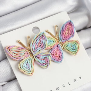 Tegan Pirinç Rainbow Kelebek Model Gold Renk Kadın Hasır Küpe TG27BKP10892