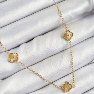 Tegan 316L Çelik Yonca Model Gold Renk Kadın Kolye TG27BKO10378