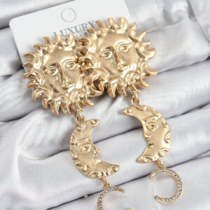 Tegan Pirinç Zirkon Taşlı Sallantılı Güneş Model Gold Renk Kadın Küpe TG27BKP10961