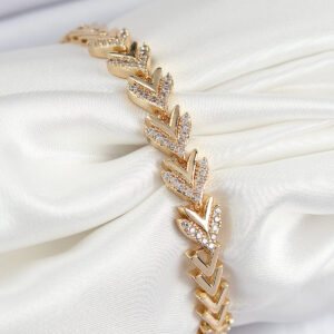 Tegan Pirinç Zirkon Taşlı Sıralı Ok Model Gold Renk Kadın Bileklik TG27BB7525