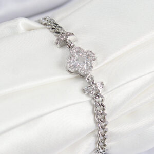 Tegan Pirinç Zirkon Taşlı Yonca Model Gümüş Renk Kadın Bileklik TG27BB7898