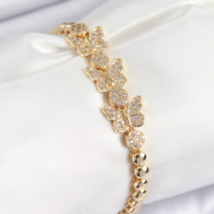 Tegan Pirinç Zirkon Taşlı Kelebek Model Gold Renk Kadın Bileklik TG27BB7891
