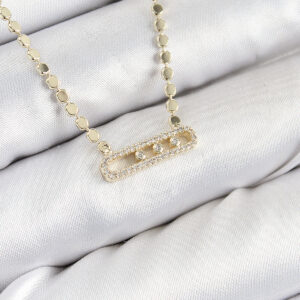 Tegan Pirinç Zirkon Taşlı Messika Model Ezme Zincir Gold Renk Kadın Kolye TG27BKO10391
