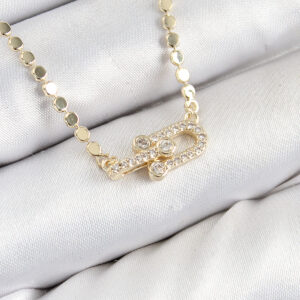 Tegan Pirinç Zirkon Taşlı Tifany Model Ezme Zincir Gold Renk Kadın Kolye TG27BKO10393