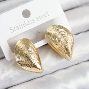 Tegan Pirinç İstiridye Model Gold Renk Kadın Küpe TG27BKP11018