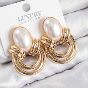 Tegan Pirinç İnci Detaylı Vintage Model Gold Renk Kadın Küpe TG27BKP11033