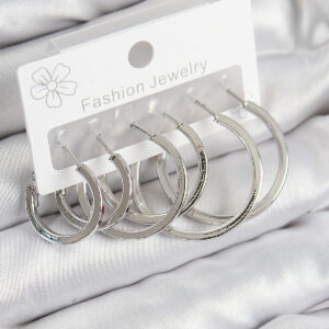 Tegan Pirinç Halka Model Gümüş Renk Kadın Set Küpe TG27BKP11056