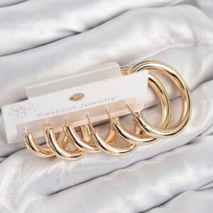 Tegan Pirinç Halka Model Gold Renk Kadın Set Küpe TG27BKP11057