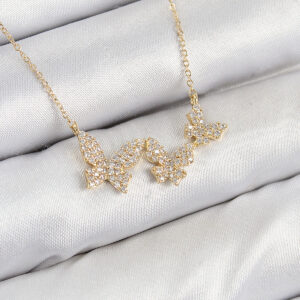 Tegan Pirinç Zirkon Taşlı Kelebek Model Gold Renk Kadın Kolye TG27BKO10424