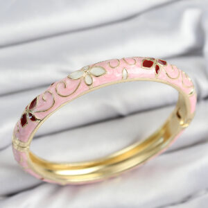 Tegan Mineli Pirinç Pembe Çiçek Motifli Gold Kadın Kelepçe TG27BB7632