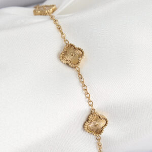 Tegan 316L Çelik Gold Renk Yonca Kadın Bileklik TG27BB7675