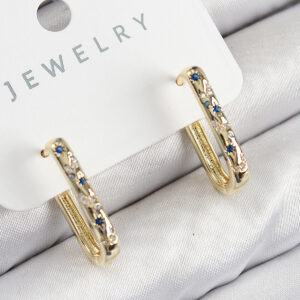 Tegan Pirinç Zirkon Taşlı Çiçek Desenli Model Gold Renk Kadın Küpe TG27BKP11062