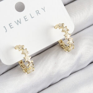 Tegan Pirinç Zirkon Taşlı Yıldız Model Gold Renk Kadın Küpe TG27BKP11066