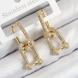 Tegan Pirinç Zirkon Taşlı Tifany Model Gold Renk Kadın Küpe TG27BKP11095