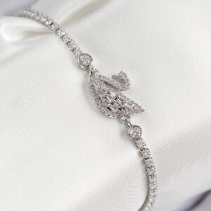 Tegan Pirinç Zirkon Taşlı Kuğu Model Gümüş Renk Kadın Bileklik TG27BB7890