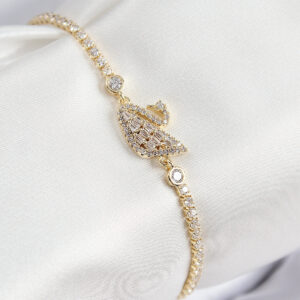 Tegan Pirinç Zirkon Taşlı Kuğu Model Gold Renk Kadın Bileklik TG27BB7691