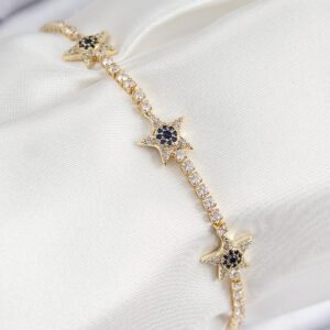 Tegan Pirinç Zirkon Taşlı Yıldız Model Gold Renk Kadın Bileklik TG27BB7903