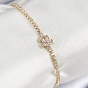 Tegan Pirinç Zirkon Taşlı Çiçek Model Gold Renk Kadın Bileklik TG27BB7709