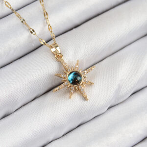 Tegan 316L Çelik Zirkon Taşlı Kutup Yıldızı Model Gold Renk Kadın Kolye TG27BKO10444