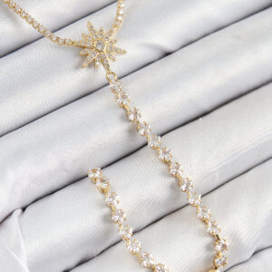 Tegan Pirinç Zirkon Taşlı Kutup Yıldızı Model Gümüş Renk Y Kolye TG27BKO10453