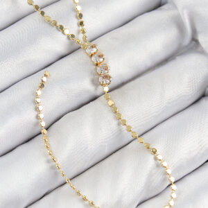 Tegan Pirinç Zirkon Taşlı Ezme Zincirli Model Gold Renk Y Kolye TG27BKO10465