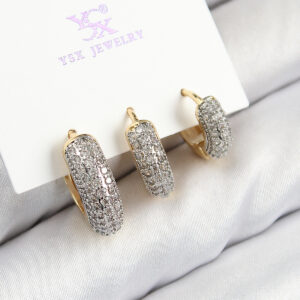 Tegan Pirinç Zirkon Taşlı 3'lü Halka Model Gold Ve Gümüş Renk Kadın Küpe TG27BKP11148