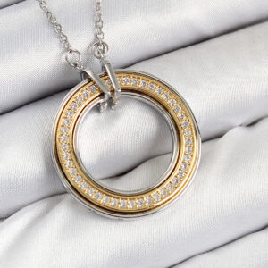 Tegan 316L Çelik Zirkon Taşlı Dönen Daire Model Gold Ve Gümüş Renk Kadın Kolye TG27BKO10479