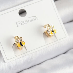 Tegan Pirinç Zirkon Taşlı Arı Model Gold Renk Çocuk Küpe TG27BKP11199