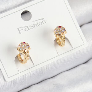 Tegan Pirinç Zirkon Taşlı Dondurma Model Gold Renk Çocuk Küpe TG27BKP11201
