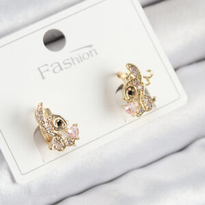 Tegan Pirinç Zirkon Taşlı Ceylan Model Gold Renk Çocuk Küpe TG27BKP11202