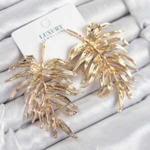 Tegan Pirinç Yaprak Model Gold Renk Kadın Küpe TG27BKP11212
