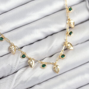 Tegan Pirinç Zirkon Taşlı Sallantılı Damla Model Gold Renk Kadın Kolye TG27BKO10495