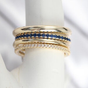 Tegan Pirinç Zirkon Taşlı Mix Renk 3'Lü Kadın Yüzük TG27BYK3826