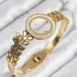 Tegan 316L Çelik Zirkon Taşlı Çeyrek Takılabilir Gold Renk Kelepçe TG27BB7823