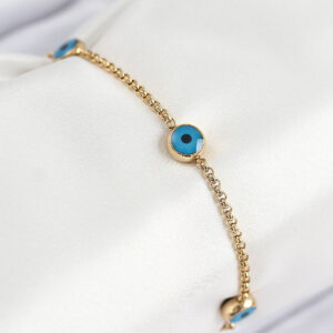 Tegan 316L Çelik Nazar Boncuğu Model Gold Renk Kadın Bileklik TG27BB7841