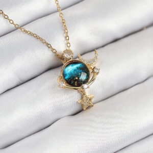 Tegan 316L Çelik Zirkon Taşlı Gezegen Model Gold Renk Kadın Kolye TG27BKO10508