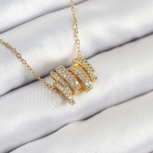 Tegan 316L Çelik Zirkon Taşlı Sarmal Model Gold Renk Kadın Kolye TG27BKO10512