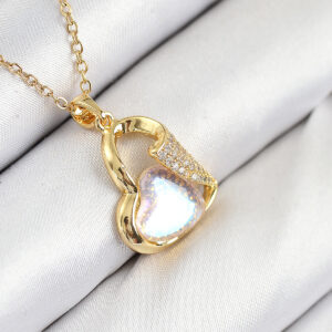 Tegan 316L Çelik Zirkon Taşlı Kalp Model Gold Renk Kadın Kolye TG27BKO10530