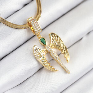 Tegan 316L Çelik Zirkon Taşlı Melek Model Gold Renk Kadın Kolye TG27BKO10534