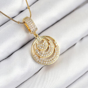 Tegan 316L Çelik Zirkon Taşlı Çember Model Gold Renk Kadın Kolye TG27BKO10542