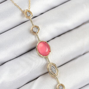 Tegan Pirinç Zincir Pembe Gold Renk Zirkon Taşlı Y Kolye TG27BKO10556